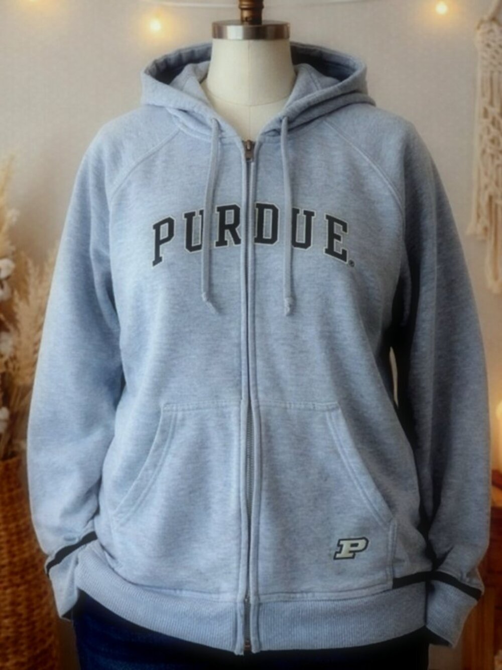 Nike Purdue Boilermakers Gray Full Zip Hoodie Jacket XL Collegiate Varsity Retro